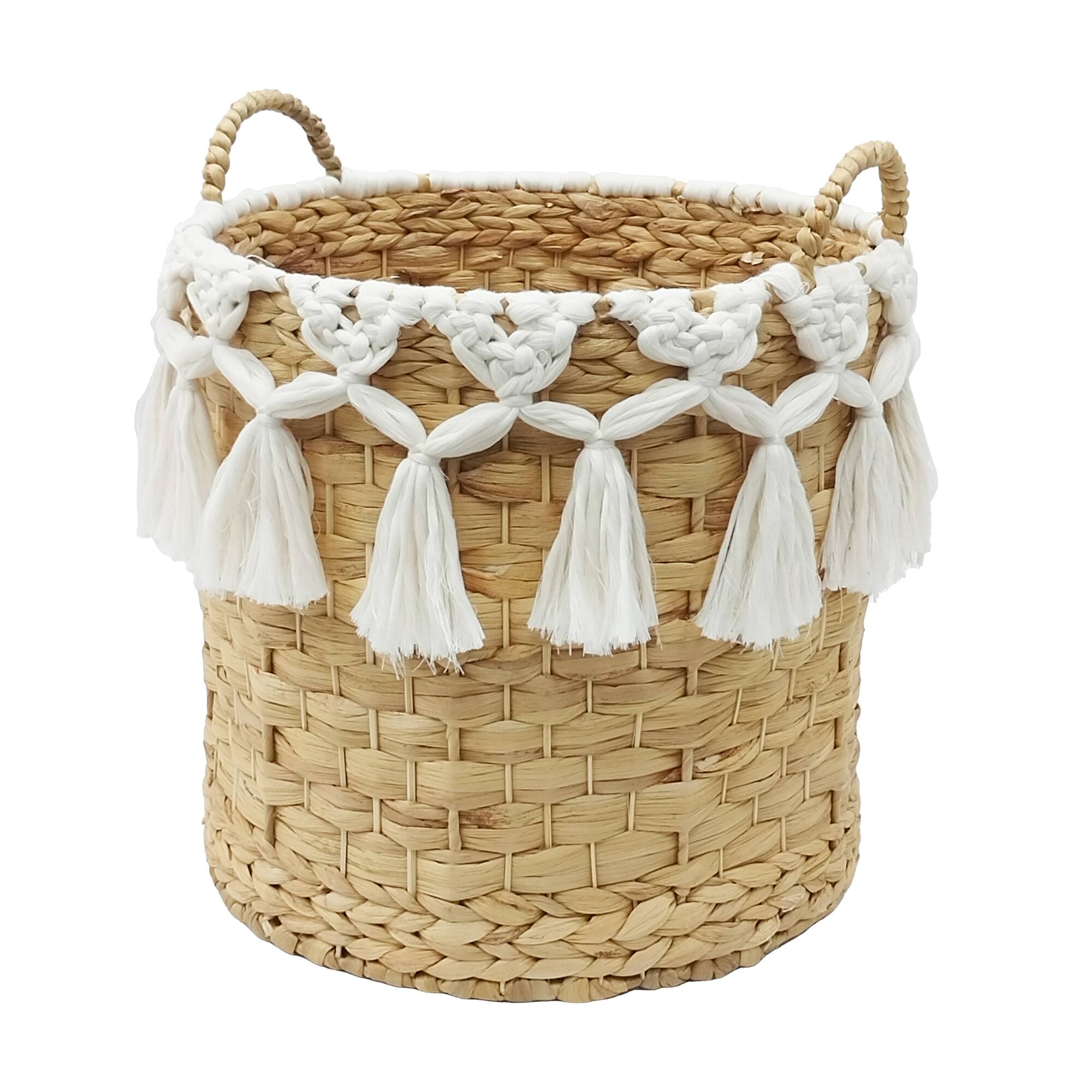 15" Water Hyacinth Basket with Tassels by Ashland®